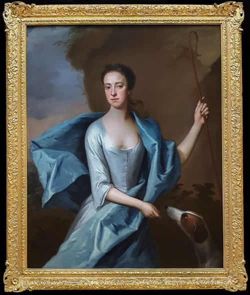 portrait of miss lyddell as a shepherdess c1710 by michael dahl 16591743 - CATEGORY: ANTIQUE ART - DATED 18TH CENTURY