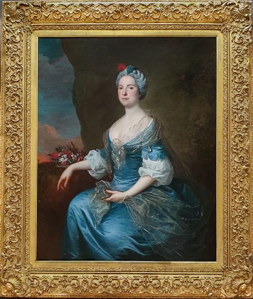 portrait of a lady as the goddess flora c1750 circle of charlesandr van loo 17051765 - CATEGORY: ANTIQUE ART - DATED 18TH CENTURY