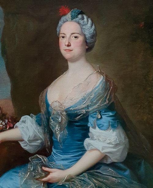 PORTRAIT OF A LADY AS THE GODDESS FLORA C1750 CIRCLE OF CHARLESANDR VAN LOO 17051765 - ADDITIONAL PHOTO 4