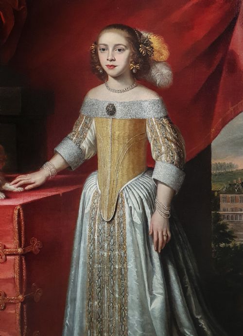 PORTRAIT OF A YOUNG LADY IN AN INTERIOR WITH A PET DOG C165060 CIRCLE OF JAN WEESOP FL 16401653 - ADDITIONAL PHOTO 2