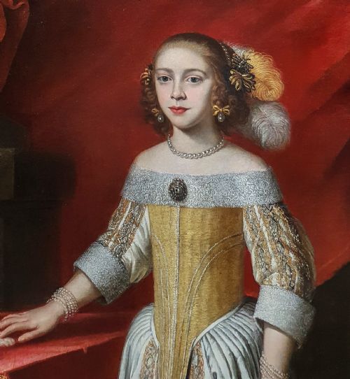 PORTRAIT OF A YOUNG LADY IN AN INTERIOR WITH A PET DOG C165060 CIRCLE OF JAN WEESOP FL 16401653 - ADDITIONAL PHOTO 3