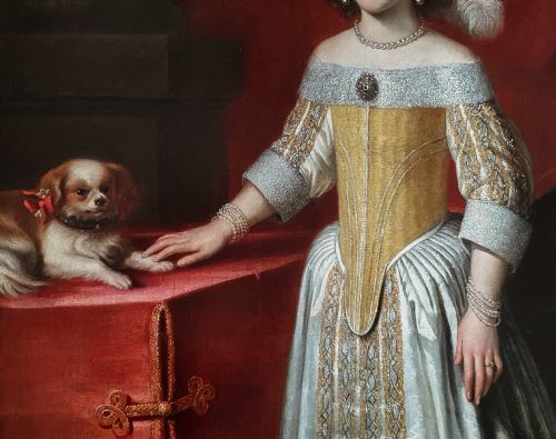 PORTRAIT OF A YOUNG LADY IN AN INTERIOR WITH A PET DOG C165060 CIRCLE OF JAN WEESOP FL 16401653 - ADDITIONAL PHOTO 6