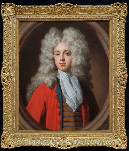 portrait of a gentleman in a red coat c1700 attributed to john kerseboom fl16801708 - CATEGORY: ANTIQUE ART - DATED 18TH CENTURY