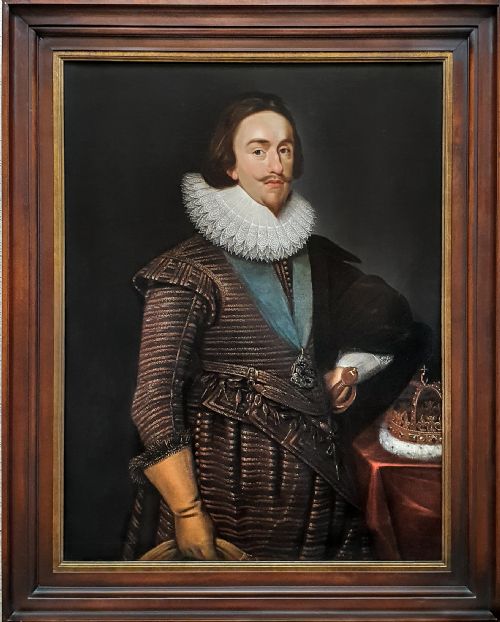 Portrait of King Charles I with the Scottish Royal Crown C.1633; Studio of Daniel Mytens (C.1590-1647/48), Antique Oil Painting on Canvas