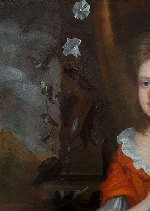 PORTRAIT OF A YOUNG GIRL WITH A SPANIEL C1695 ATTRIBUTED TO JOHANNES VERELST 16481734 - ADDITIONAL PHOTO 6