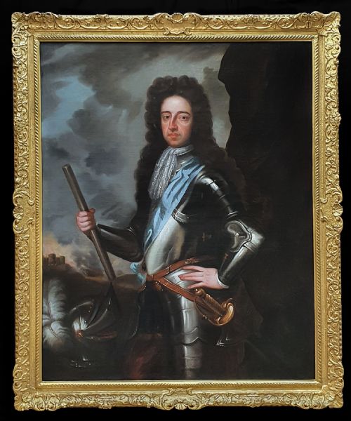 Portrait of King William III C.1700; Studio of Sir Godfrey Kneller (1646-1723), Antique Oil on Canvas Painting