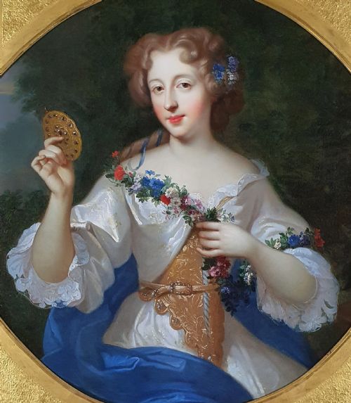 PORTRAIT OF THE COUNTESS DE MONTDIDIER HOLDING A JEWELLED MIRROR C1672 ATTRIBUTED TO HENRI GASCARS 16351701 OIL ON CANVAS PAINTING - ADDITIONAL PHOTO 2
