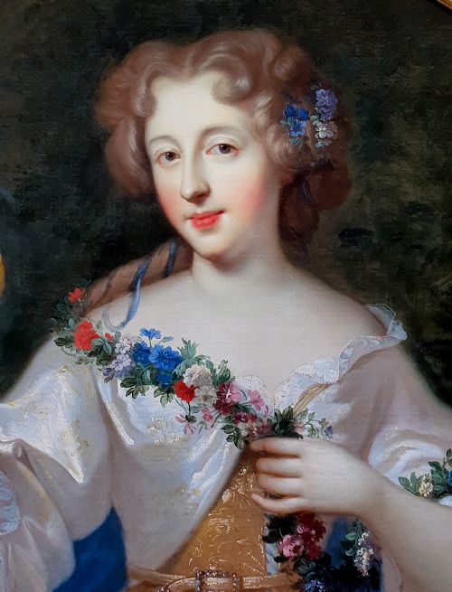 PORTRAIT OF THE COUNTESS DE MONTDIDIER HOLDING A JEWELLED MIRROR C1672 ATTRIBUTED TO HENRI GASCARS 16351701 OIL ON CANVAS PAINTING - ADDITIONAL PHOTO 3