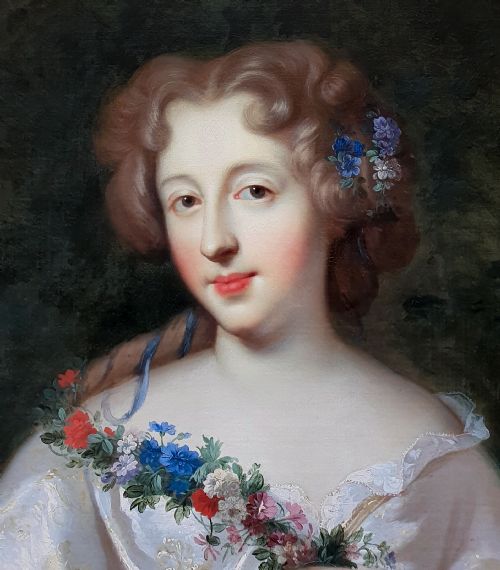 PORTRAIT OF THE COUNTESS DE MONTDIDIER HOLDING A JEWELLED MIRROR C1672 ATTRIBUTED TO HENRI GASCARS 16351701 OIL ON CANVAS PAINTING - ADDITIONAL PHOTO 6