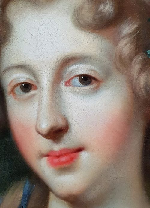 PORTRAIT OF THE COUNTESS DE MONTDIDIER HOLDING A JEWELLED MIRROR C1672 ATTRIBUTED TO HENRI GASCARS 16351701 OIL ON CANVAS PAINTING - ADDITIONAL PHOTO 7