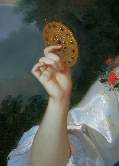 PORTRAIT OF THE COUNTESS DE MONTDIDIER HOLDING A JEWELLED MIRROR C1672 ATTRIBUTED TO HENRI GASCARS 16351701 OIL ON CANVAS PAINTING - ADDITIONAL PHOTO 8