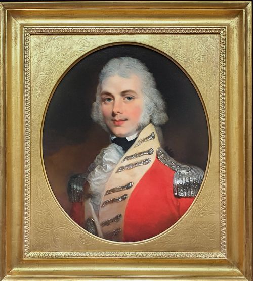 PORTRAIT OF A BRITISH OFFICER IN A SCARLET UNIFORM C1805 CIRCLE OF SIR WILLIAM BEECHEY RA 17531839 ANTIQUE OIL ON CANVAS PAINTING - ADDITIONAL PHOTO 1
