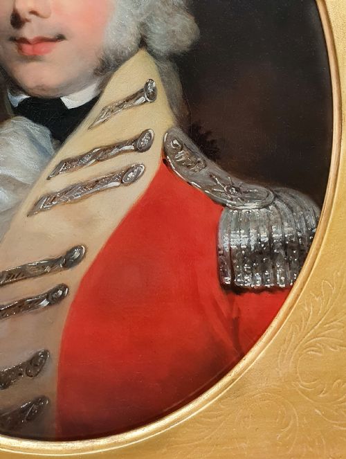 PORTRAIT OF A BRITISH OFFICER IN A SCARLET UNIFORM C1805 CIRCLE OF SIR WILLIAM BEECHEY RA 17531839 ANTIQUE OIL ON CANVAS PAINTING - ADDITIONAL PHOTO 3