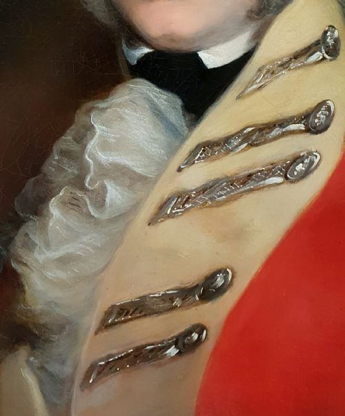 PORTRAIT OF A BRITISH OFFICER IN A SCARLET UNIFORM C1805 CIRCLE OF SIR WILLIAM BEECHEY RA 17531839 ANTIQUE OIL ON CANVAS PAINTING - ADDITIONAL PHOTO 4