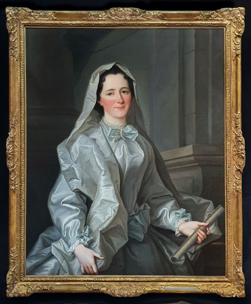 a lady as a vestal virgin c1745 follower of jean raoux 16771734 antique oil on canvas painting - CATEGORY: ANTIQUE ART - DATED 18TH CENTURY