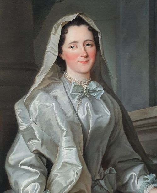 A LADY AS A VESTAL VIRGIN C1745 FOLLOWER OF JEAN RAOUX 16771734 ANTIQUE OIL ON CANVAS PAINTING - ADDITIONAL PHOTO 2