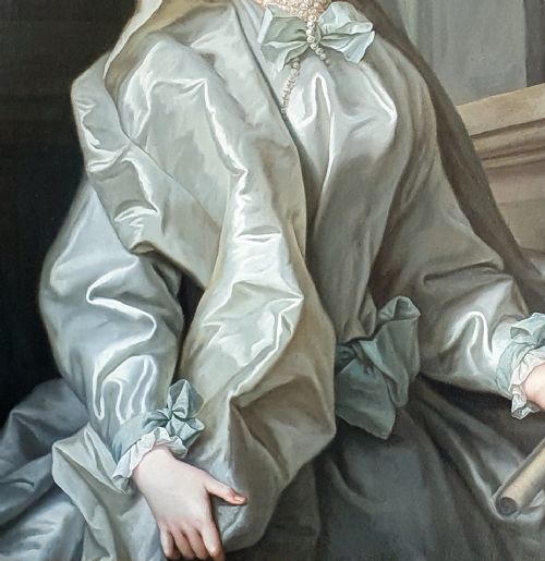 A LADY AS A VESTAL VIRGIN C1745 FOLLOWER OF JEAN RAOUX 16771734 ANTIQUE OIL ON CANVAS PAINTING - ADDITIONAL PHOTO 4