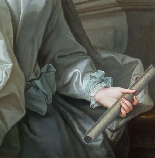 A LADY AS A VESTAL VIRGIN C1745 FOLLOWER OF JEAN RAOUX 16771734 ANTIQUE OIL ON CANVAS PAINTING - ADDITIONAL PHOTO 6