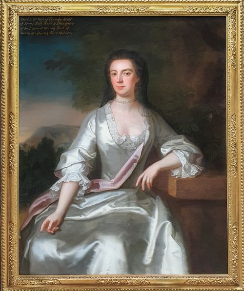 portrait of cecilia scott 16821764 c1728 circle of john vanderbank 16941739 antique oil on canvas - CATEGORY: ANTIQUE ART - DATED 18TH CENTURY