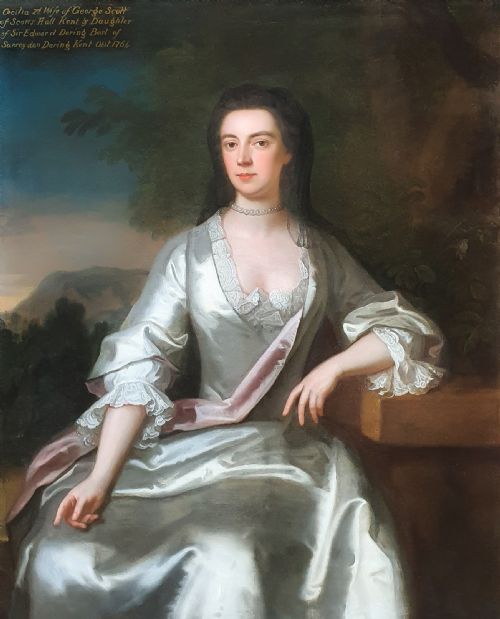 PORTRAIT OF CECILIA SCOTT 16821764 C1728 CIRCLE OF JOHN VANDERBANK 16941739 ANTIQUE OIL ON CANVAS - ADDITIONAL PHOTO 2