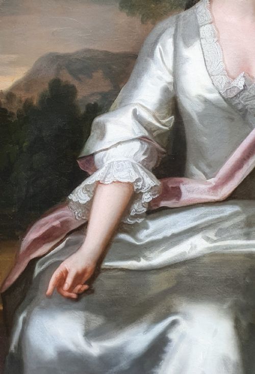 PORTRAIT OF CECILIA SCOTT 16821764 C1728 CIRCLE OF JOHN VANDERBANK 16941739 ANTIQUE OIL ON CANVAS - ADDITIONAL PHOTO 5