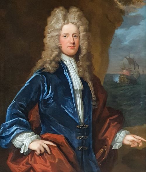 PORTRAIT OF CAPTAIN JAMES MONEYPENNY 16701721 C1715 BY THOMAS GIBSON C16801751 ANTIQUE OIL ON CANVAS - ADDITIONAL PHOTO 2