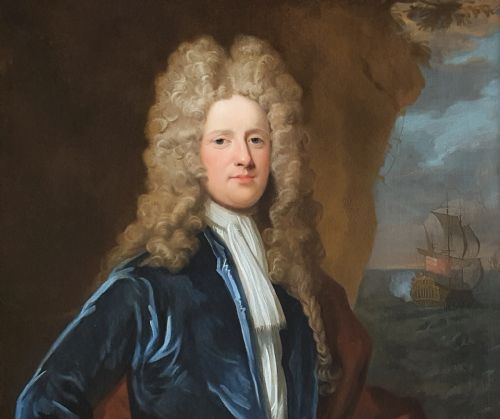 PORTRAIT OF CAPTAIN JAMES MONEYPENNY 16701721 C1715 BY THOMAS GIBSON C16801751 ANTIQUE OIL ON CANVAS - ADDITIONAL PHOTO 4