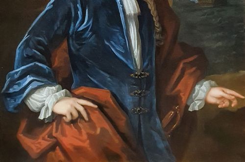 PORTRAIT OF CAPTAIN JAMES MONEYPENNY 16701721 C1715 BY THOMAS GIBSON C16801751 ANTIQUE OIL ON CANVAS - ADDITIONAL PHOTO 5