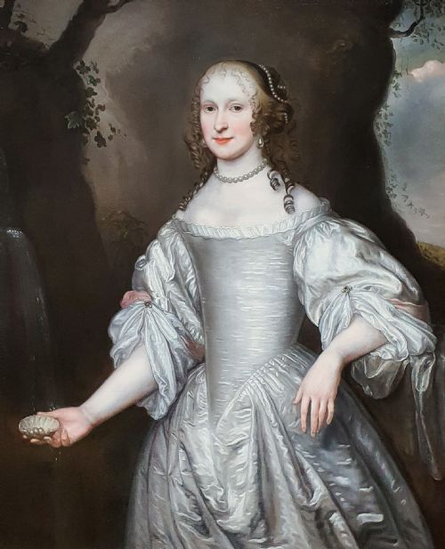 PORTRAIT OF CHARLOTTE STANLEY COUNTESS OF DERBY 15991664 C1648 SIGNED BY J DE LANGHE ACTIVE 16741693 ANTIQUE OIL ON CANVAS PAINTING - ADDITIONAL PHOTO 2