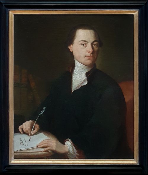 portrait of a gentleman poet c1760 follower of anton graff 17361813 oil on canvas painting - CATEGORY: ANTIQUE ART - DATED 18TH CENTURY