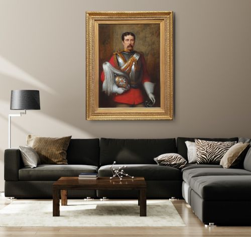 PORTRAIT OF CAPTAIN CECIL ALFRED TUFTON OTWAY 18451884 C1877 SIGNED MARGARET THOMAS 18421929 ANTIQUE OIL ON CANVAS PAINTING - ADDITIONAL PHOTO 1