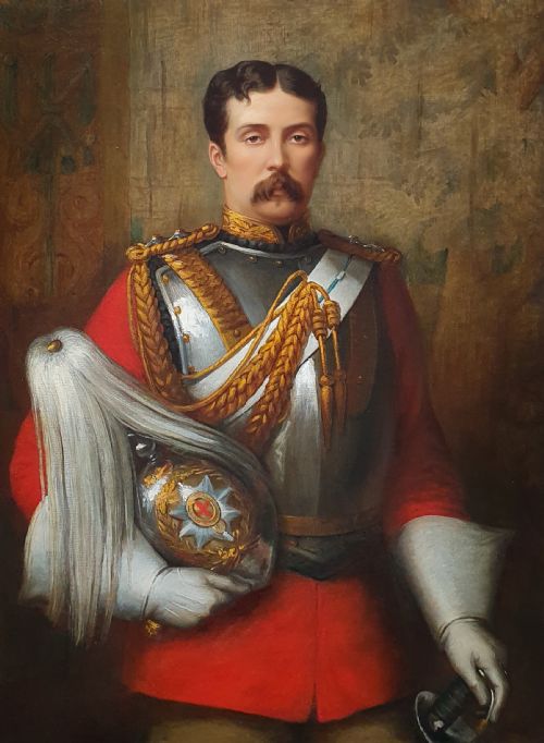 PORTRAIT OF CAPTAIN CECIL ALFRED TUFTON OTWAY 18451884 C1877 SIGNED MARGARET THOMAS 18421929 ANTIQUE OIL ON CANVAS PAINTING - ADDITIONAL PHOTO 2