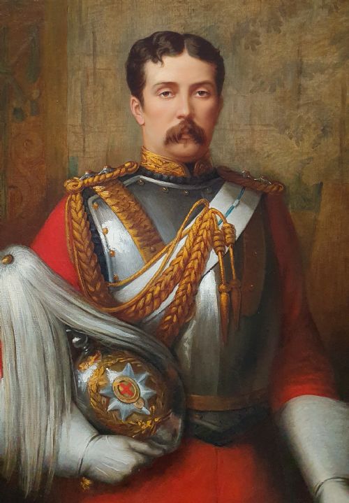 PORTRAIT OF CAPTAIN CECIL ALFRED TUFTON OTWAY 18451884 C1877 SIGNED MARGARET THOMAS 18421929 ANTIQUE OIL ON CANVAS PAINTING - ADDITIONAL PHOTO 3