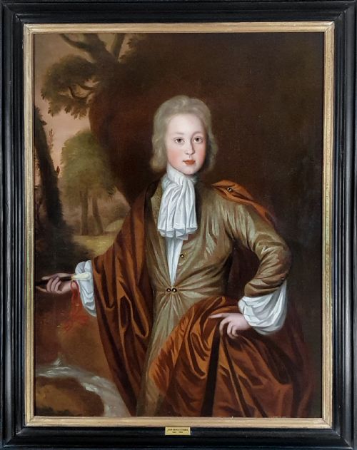 portrait of john hewley baines signed dated 1697 john verelst 16481734 antique oil on canvas painting - CATEGORY: ANTIQUE ART - DATED 17TH CENTURY