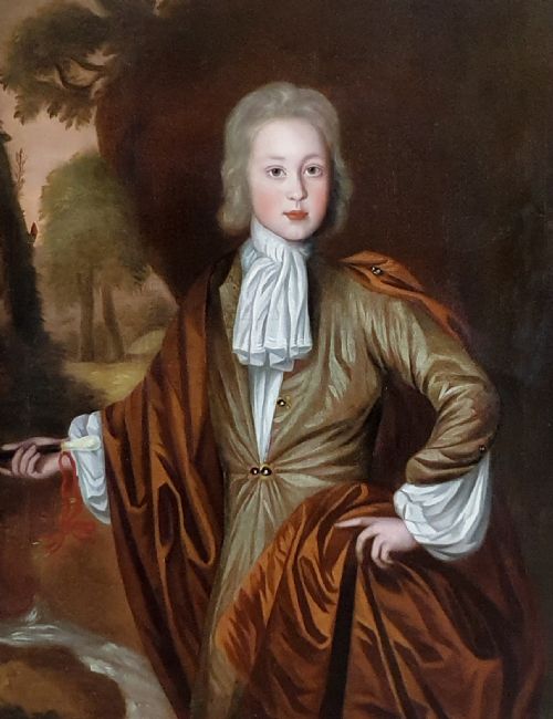PORTRAIT OF JOHN HEWLEY BAINES SIGNED DATED 1697 JOHN VERELST 16481734 ANTIQUE OIL ON CANVAS PAINTING - ADDITIONAL PHOTO 2