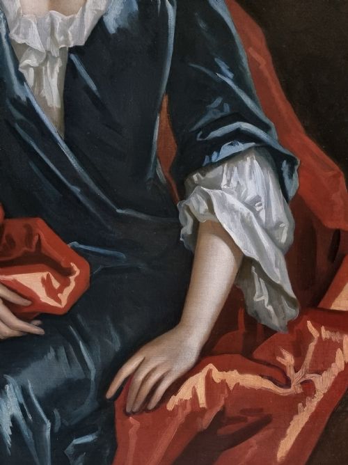 EARL MOUNTBATTEN COLLECTION C1705 PORTRAIT OF A LADY BY A FOUNTAIN CIRCLE OF SIR GODFREY KNELLER ANTIQUE OIL ON CANVAS PAINTING - ADDITIONAL PHOTO 6
