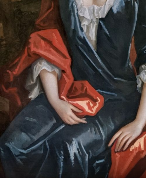 EARL MOUNTBATTEN COLLECTION C1705 PORTRAIT OF A LADY BY A FOUNTAIN CIRCLE OF SIR GODFREY KNELLER ANTIQUE OIL ON CANVAS PAINTING - ADDITIONAL PHOTO 7