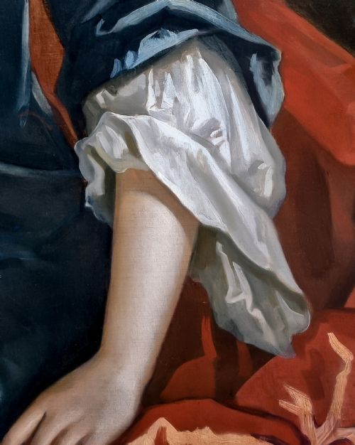 EARL MOUNTBATTEN COLLECTION C1705 PORTRAIT OF A LADY BY A FOUNTAIN CIRCLE OF SIR GODFREY KNELLER ANTIQUE OIL ON CANVAS PAINTING - ADDITIONAL PHOTO 9