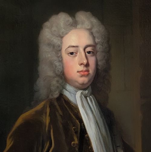 PORTRAIT OF A GENTLEMAN HOLDING GLOVES C1723 BY MICHAEL DAHL 16591743 ANTIQUE OIL ON CANVAS PAINTING - ADDITIONAL PHOTO 5