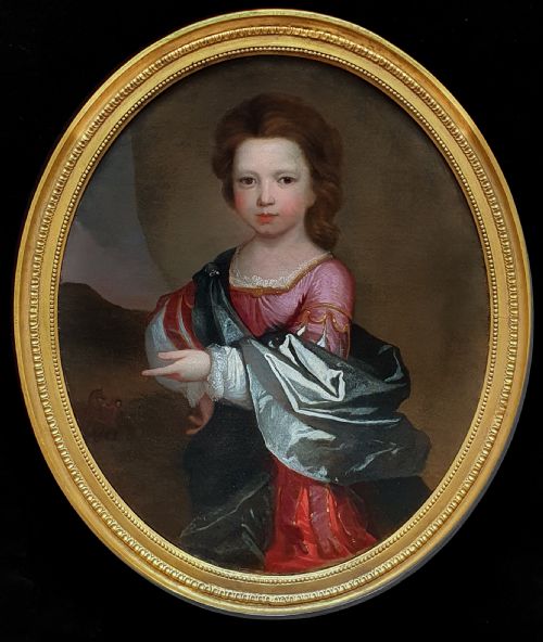 portrait of a young girl c1695 attributed to edward byng c16761753 antique oil on canvas painting - CATEGORY: ANTIQUE ART - DATED 17TH CENTURY