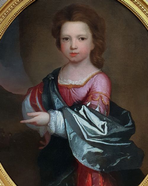 PORTRAIT OF A YOUNG GIRL C1695 ATTRIBUTED TO EDWARD BYNG C16761753 ANTIQUE OIL ON CANVAS PAINTING - ADDITIONAL PHOTO 2