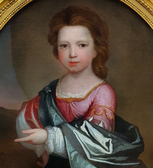 PORTRAIT OF A YOUNG GIRL C1695 ATTRIBUTED TO EDWARD BYNG C16761753 ANTIQUE OIL ON CANVAS PAINTING - ADDITIONAL PHOTO 3