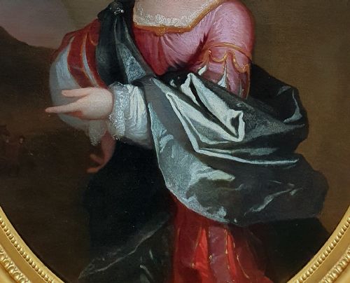 PORTRAIT OF A YOUNG GIRL C1695 ATTRIBUTED TO EDWARD BYNG C16761753 ANTIQUE OIL ON CANVAS PAINTING - ADDITIONAL PHOTO 4