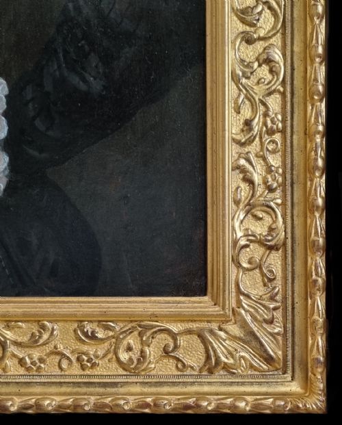 PORTRAIT OF A GENTLEMAN IN A BLACK DOUBLET HOLDING A MEDALLION C157580 FLORENTINE SCHOOL ANTIQUE OIL ON PANEL PAINTING - ADDITIONAL PHOTO 8