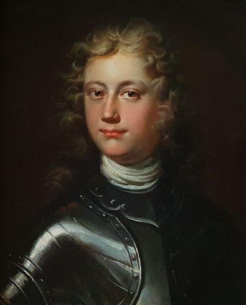 portrait of a gentleman in armour c1715 circle of william aikman 16821731 antique oil on canvas painting - CATEGORY: ANTIQUE ART - DATED 18TH CENTURY