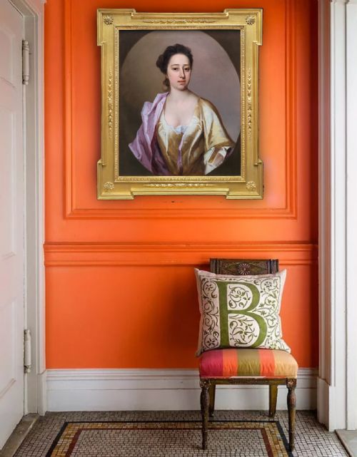 PORTRAIT OF A LADY IN A YELLOW SILK DRESS AND PURPLE MANTLE C1710 BY MICHAEL DAHL 16591743 ANTIQUE OIL ON CANVAS PAINTING - ADDITIONAL PHOTO 2