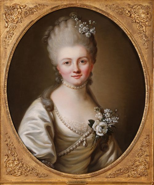 PORTRAIT OF MARIE ANISSON DU PERRON MARQUISE DE LAMBERT C1765 ATTRIBUTED TO JOSEPH DUPLESSIS 17251802 ANTIQUE OIL ON CANVAS PAINTING - ADDITIONAL PHOTO 2