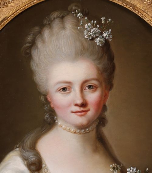 PORTRAIT OF MARIE ANISSON DU PERRON MARQUISE DE LAMBERT C1765 ATTRIBUTED TO JOSEPH DUPLESSIS 17251802 ANTIQUE OIL ON CANVAS PAINTING - ADDITIONAL PHOTO 4