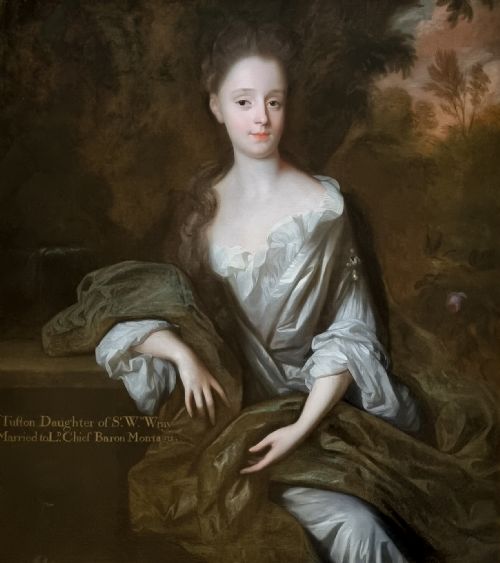 PORTRAIT OF LADY TUFTON WRAY 16671712 C1685 BY HERMAN VERELST 16411702 ANTIQUE OIL ON CANVAS PAINTING - ADDITIONAL PHOTO 2
