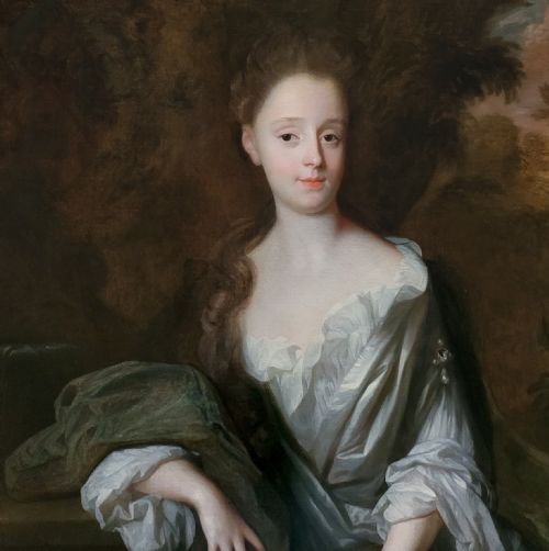 PORTRAIT OF LADY TUFTON WRAY 16671712 C1685 BY HERMAN VERELST 16411702 ANTIQUE OIL ON CANVAS PAINTING - ADDITIONAL PHOTO 4